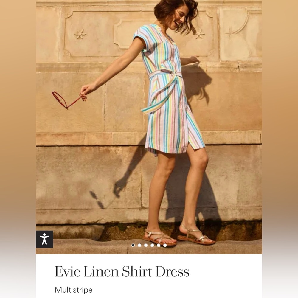 Biden Evie Linen Shirt Dress in Multistripe